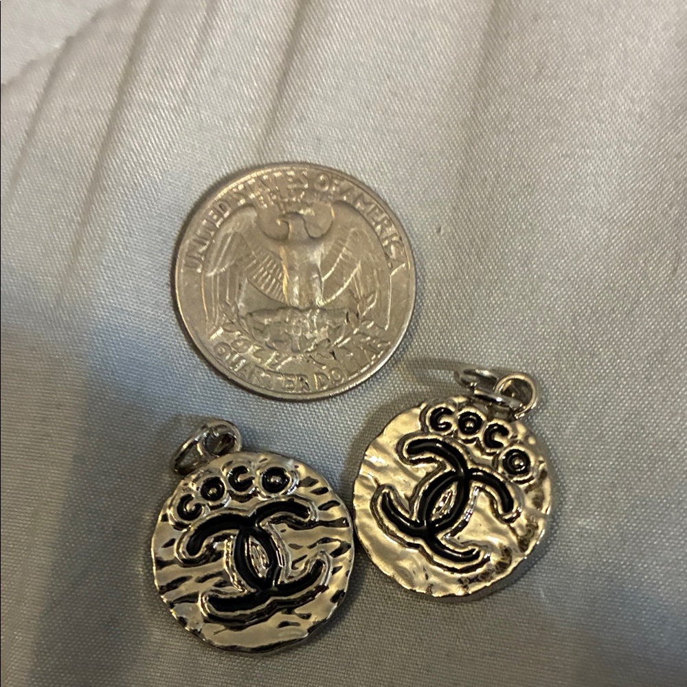 CHANEL Stamped Silver COCO Logo Charms